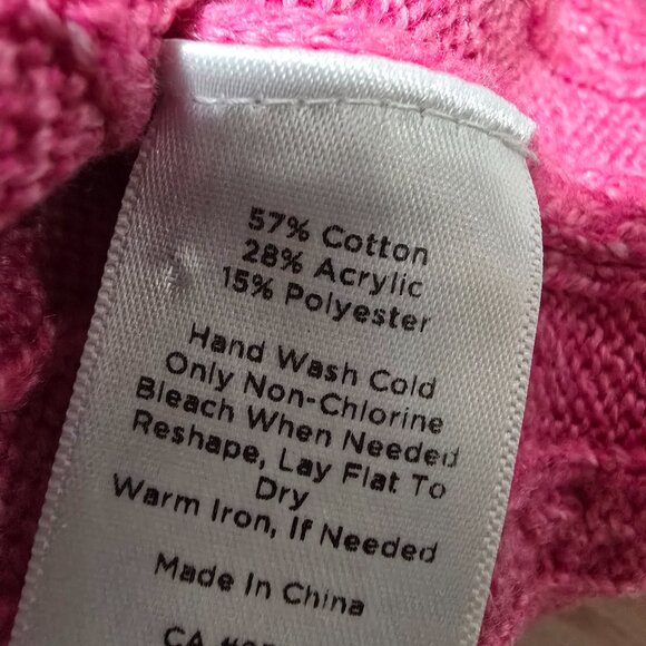 Talbots Sweater Womens 2X Plus Cable Knit Pink Long Sleeve Cotton Blend Pullover - Picture 4 of 5